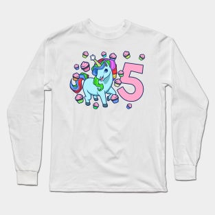 I am 5 with unicorn - girl birthday 5 years old Long Sleeve T-Shirt